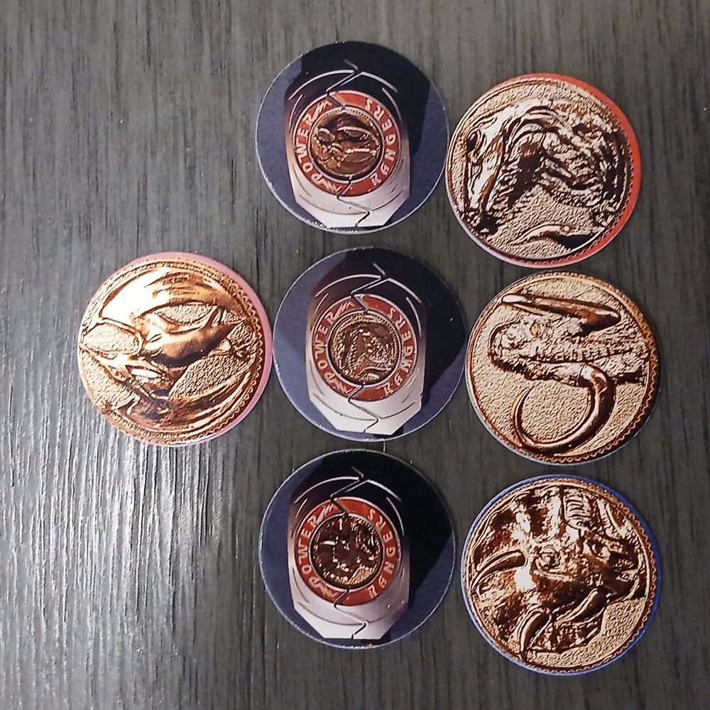 1994- 7 power Rangers coin from trading card collection